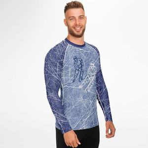 Rashguard à manches longues pour homme : Chemise de surf bleu corail UPF 50+ - Product Image 1