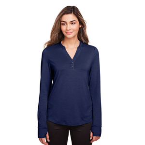 Chemisier Femme OEM en Gros à Manches Longues Col V Uni Bleu Marine Tricoté Coupe Droite Décontractée Boutonné sur le Devant Toutes Saisons - Product Image 1