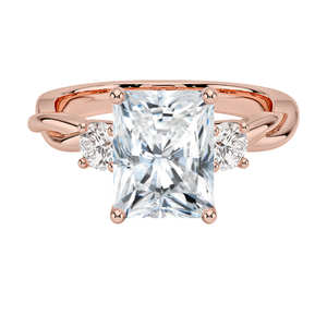 <b>Ring</b> Of Gold With Lab Grown <b>Diamond</b> Radiant Cut Three Stone Engagement Style in 14K 18K Gold Twisted Band Bridal <b>Ring</b> for Women - Product Image 4