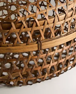 Panier en bambou tissé à la main, conteneurs de rangement ronds avec couvercle, organisateur de cuisine, boîte alimentaire écologique avec compartiments, accessoires pour la maison - Product Image 5