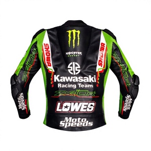 Alex Lowes Kawasaki WSBK Cowhide/Kangaroo Made To Measure Perforated Track Leather <b>Racing</b> <b>Jacket</b>/Chaqueta Protection CE - Product Image 2