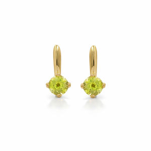 Pendientes de Aro Redondos de Plata de Ley 925 con Peridoto, Bañados en Oro, Ligeros, con Cierre, Pendientes de Aro con Piedras Preciosas - Product Image 3