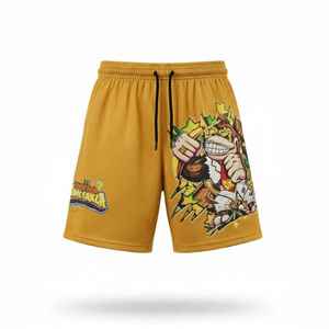 Custom Sublimation Printed Solid Men's Basketball Shorts Breathable Quick Dry High Street Style Double <b>Layer</b> Mesh Shorts - Product Image 2