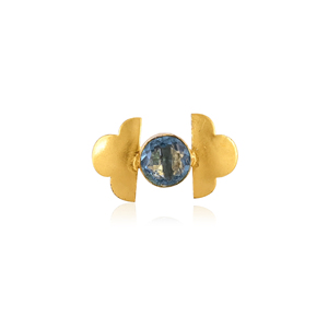 Anillo Ajustable de Topacio Azul, Chapado en Oro, Hecho a Mano, Joyería de Piedras Preciosas, Moderno para Mujer - Product Image 1