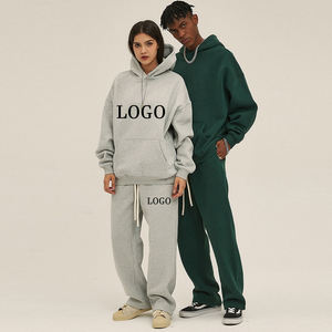 Unisex Streetwear Breathable Lightweight Winter <b>Hoodie</b> Set 100% Polyester Front Logo Print Full Length Regular Fit Tracksuit - Product Image 2