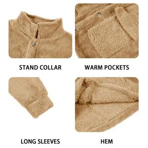 Veste polaire Sherpa boutonnée pour homme, en laine d'agneau fourrée, chaude pour l'hiver, avec logo personnalisé, vente en gros - Product Image 6