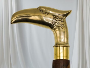 Antique Brass Handle Wooden Walking Stick Gold Plated Engraved Designer Cane Business Gift - Product Image 2