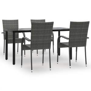 Juego de comedor de patio de ratán polivinílico gris de 5 piezas Muebles de exterior duraderos - Product Image 2