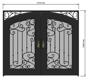 Portes extérieures en acier de luxe pour la maison avec poignée de porte en acier inoxydable et design décoratif en fer forgé - Product Image 3