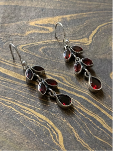 Oxidized 925 Silver Multi <b>Garnet</b> Gemstone Leaf Design Dangle <b>Earrings</b> Jewelry Daily Wear & Best Gift for Her - Product Image 2