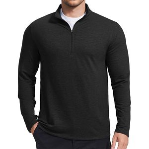Pull col roulé uni pour homme, tenue décontractée d'hiver, pull de sport et de golf en molleton de coton écologique, fermeture éclair quart de tour - Product Image 1