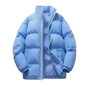 Polyester Shell Full-Zip Puffer <b>Jacket</b> for Outdoor Sportswear Wholesale Men Windproof Quilted Padded <b>Jacket</b> With White Zipper - Product Image 3