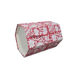 Cesto de basura decorativo de 5L con estampado en bloques y tapa de cartón para hoteles, regalo de inauguración de casa, cesto para basura. - Product Image 4