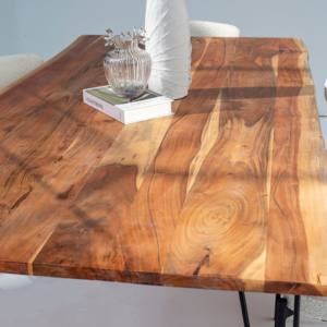 Mesa de Comedor Vandana Aureo Arista de Madera de Acacia con Diseño Contemporáneo Hecho a Mano - Product Image 3