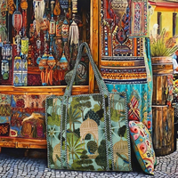 Sac fourre-tout matelassé léger de luxe, élégant et spacieux, de couleur unie, style bohème, avec fermeture éclair, fabriqué en Inde, en tissu de coton et toile