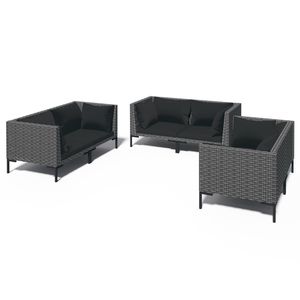 Dark <b>Grey</b> Rattan Garden Lounge Set 6 Seater Outdoor Furniture Contemporary Style Wicker <b>Frame</b> - Product Image 2