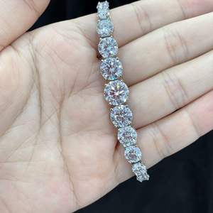 Silver <b>Rose</b> Gold Plated Moissanite Tennis Bracelet Brilliant Cut Channel Setting Geometric Design Trendy Unisex Everyday Wear - Product Image 1