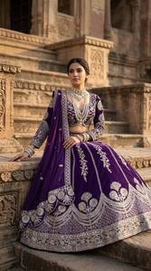 Divyam Creation – Robe de mariée traditionnelle indienne et pakistanaise pour femme, en tulle brodé et gaufré, séchage rapide, extensible, longueur ras du sol - Product Image 3