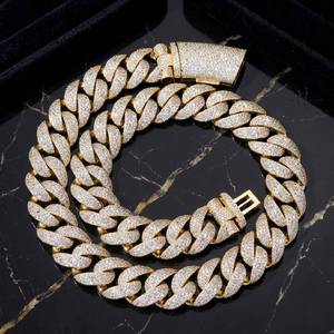 Nuevo collar de cadena cubana con diamantes de moissanita de diseño moderno, unisex, de dos tonos, oro rosa, estilo hip hop para hombre. - Product Image 4