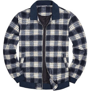 Chaqueta de Franela a Cuadros con Cierre, para Exteriores, de Gran Tamaño, Estilo Vintage, en Color Sólido, MOQ Bajo, Venta Caliente - Product Image 1