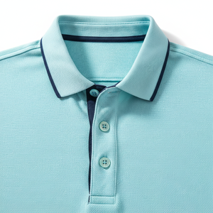 <b>Turquoise</b> Cotton Pique Polo <b>Shirt</b> Navy Trim Custom Logo OEM Manufacturer Wholesale Golf Casual Short Sleeve - Product Image 6