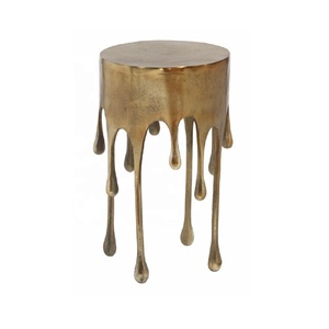 Table d'appoint design haut en antreuil en aluminium nickel argenté et tabouret, pour salon, chambre à coucher, bureau, décoration moderne pour la maison - Product Image 2