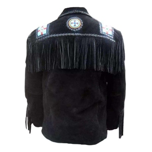 เสื้อแจ็คเก็ตหนังกลับหนังแท้สำหรับผู้ชายพร้อมงานปักขอบเสื้อ ปกเสื้อพับได้ สวมใส่สบายๆ ในฤดูใบไม้ร่วง - Product Image 6