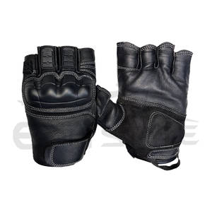 Gants de moto personnalisés pour hommes, demi-doigts, en cuir de chèvre, pour l'été, avec protection des articulations en TPR, gants de motard - Product Image 1