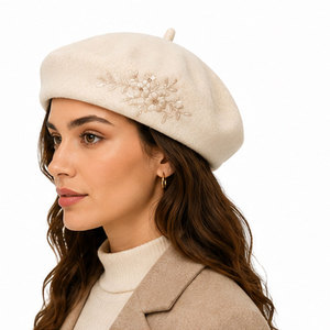 Merino Wool <b>Beret</b> Hat Soft Felt French Style Winter Fashion with Elegant Embroidered Design for Everyday Wear - Product Image 4