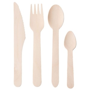 Fourchettes durables en bois de bouleau pour aliments chauds, boissons froides et présentation de desserts, 155 mm, pour pâtisseries, gâteaux et glaces - Product Image 1
