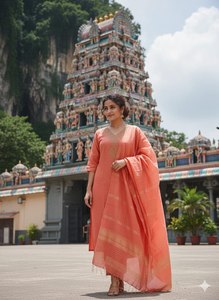Ensemble Kurta et pantalon en coton slub avec broderies et dupatta jacquard – Vêtements ethniques indiens traditionnels en gros - Product Image 2