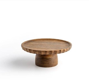 Soporte para Pastel de Madera de Mango Tallado a Mano – Base Rústica Estilo Granja para Servir Postres - Product Image 2