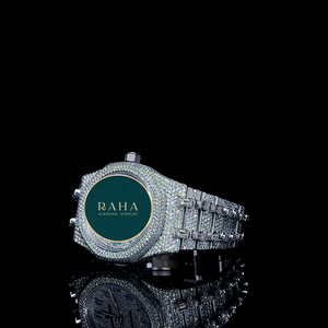 Montre de luxe RAHA avec bijoux en diamant, mouvement à quartz analogique, bracelet en acier inoxydable, boîtier octogonal, cadran en cristal, fermoir papillon, chiffres romains - Product Image 3