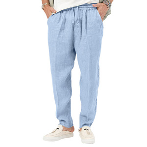 Pantalones Harem de Lino Beige para Hombre Fiy Humble, Ligeros, Antipilling, con Cintura Elástica y Cordón Ajustable, Bolsillos Frontales Planos, Estilo Casual - Product Image 5