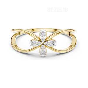 Anillo de Diamantes Cultivados en Laboratorio con Diseño de Trébol Infinito de Ocho Puntas, Diamantes Cultivados en Laboratorio, Platino, Vástago Abierto Personalizado, Impresionante - Product Image 4