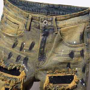 Shorts en denim pour homme, coton et polyester, coupe droite ajustée, poches avant, bretelles réglables, respirant, boutons, décontracté - Product Image 5