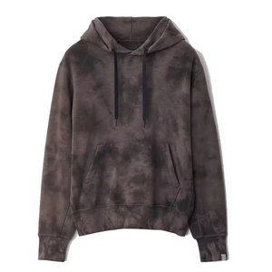 Sweat à capuche marron délavé personnalisé pour homme, coupe décontractée, avec cordon de serrage, poche kangourou, style vintage et décontracté - Product Image 1