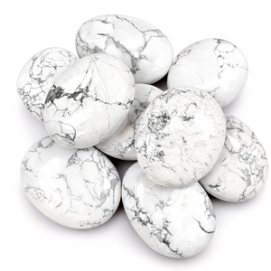 <b>Natural</b> White Oval Howlite Palm <b>Stone</b> 6 Cm Around Smooth Polished Healing Crystal Meditation Reiki Use Love Wholesale Supplier - Product Image 5