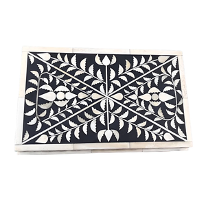 White and <b>Grey</b> Bone Inlay Jewellery <b>Box</b> Handcrafted Wooden <b>Storage</b> Case for Elegant Vanity Organization at lowest prices - Product Image 5