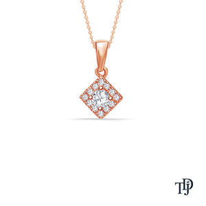 Colgante elegante de oro de 10K con diamante redondo cultivado en laboratorio, estilo halo en forma de cometa, con engaste de cuatro puntas y bálsamo en V. Fabricante mayorista y minorista OEM. - Product Image 1