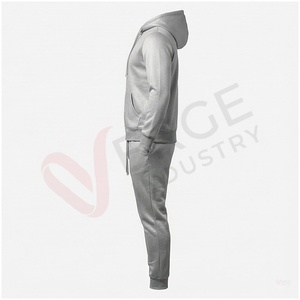 Men's Gray Hooded <b>Zipper</b> <b>Sweatshirt</b> Full Sleeve Solid Color Casual Breathable Regular Fit Autumn Wear - Product Image 3