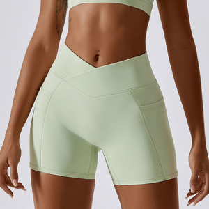Shorts Deportivos de Cintura Alta para Mujer, Transpirables, de Tela Flexible, Tacto Suave, Ajuste Ceñido, Estilo Deportivo - Product Image 3