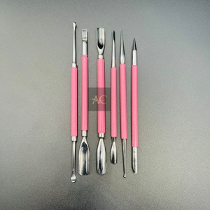 Professional 6-Piece <b>Pink</b> Stainless Steel Cuticle Pusher & Nail Art <b>Tool</b> Set with Double-Use Design for Finger & Feet Care - Product Image 4