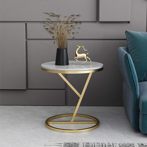 Mesas Auxiliares de Lujo con Tapa de Mármol a Precio de Fábrica, Mesa Auxiliar de Metal Dorado para Sala de Estar, Salón, Oficina, Mesa de Centro - Product Image 4