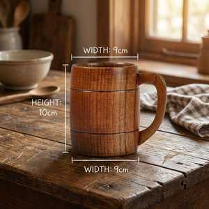 Chope à bière artisanale en bois, style rustique, forme baril, capacité [indiquer la capacité], finition polie. - Product Image 2