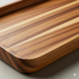 Plateau rectangulaire en bois d'acacia fait main, organiseur de vanité, plateau en bois pour café, salle de bain, commode et décoration intérieure, style rustique - Product Image 3