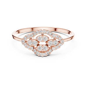 Anillo de oro macizo de 14k para mujer con diamante de corte redondo minimalista en forma de marquesa, ideal para regalo, compromiso, aniversario, boda. - Product Image 5