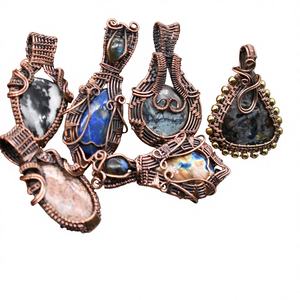 Gorgeous Mix Gemstone Handmade Copper Wire Wrap <b>Pendant</b> Lot Jewelry - Product Image 1