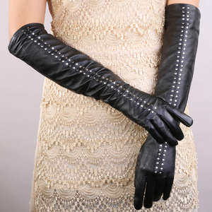 Gants en cuir véritable pour femmes, doublés polaire, chauds pour l'hiver, pour la conduite et les activités de plein air, personnalisables avec logo OEM - Product Image 5