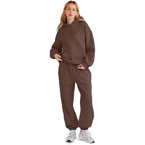 Ensemble de survêtement pour femme, sweat-shirt oversize et pantalon droit, couleur unie - Product Image 2